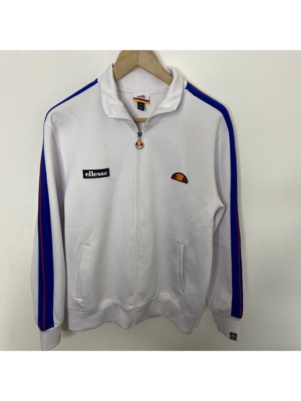Ellesse Men XS White Blue Track Performance Jacket